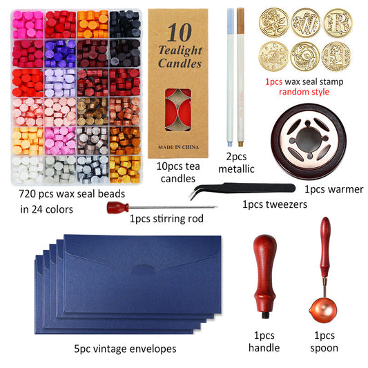 Wax Seal Stamp with Sealing Wax Beads Tool Kit 670-720 Pcs