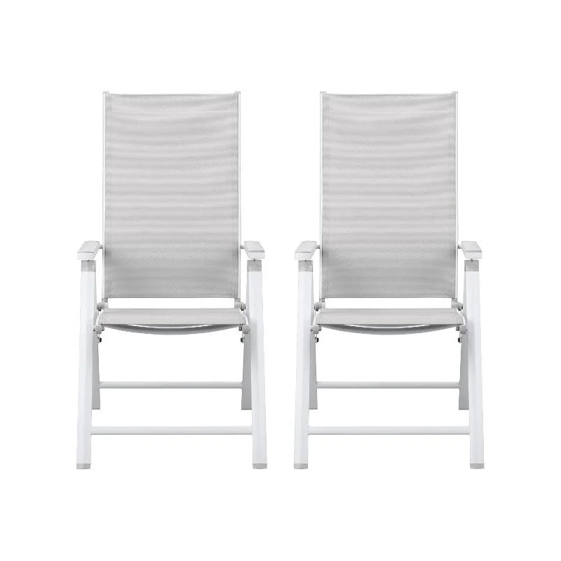 Outdoor Aluminum Chair White 2pc Table Set