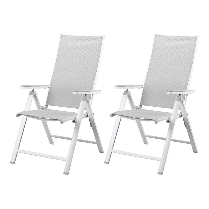 Outdoor Aluminum Chair White 2pc Table Set