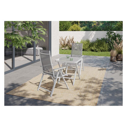 Outdoor Aluminum Chair White 2pc Table Set