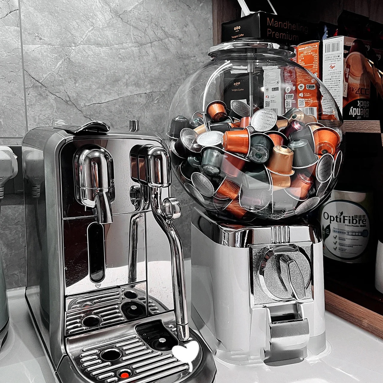 Gacha machine coffee capsule storage - White