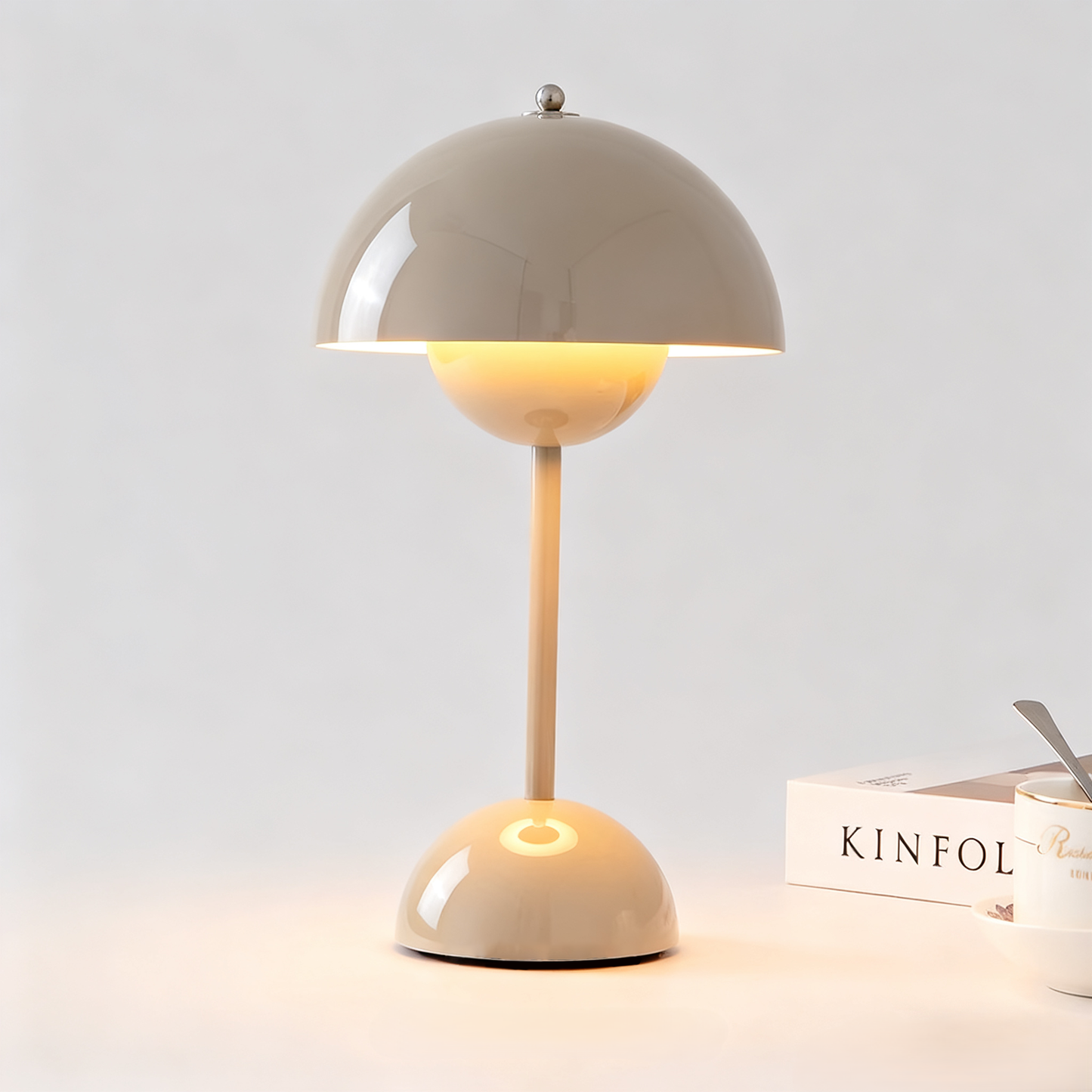 Rechargeable Desk Lamp Nordic Minimalist Mushroom Lamp Retro Gray