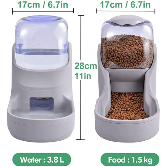 Pet  Food Feeder Water Dispenser Food Feeder Set Gray