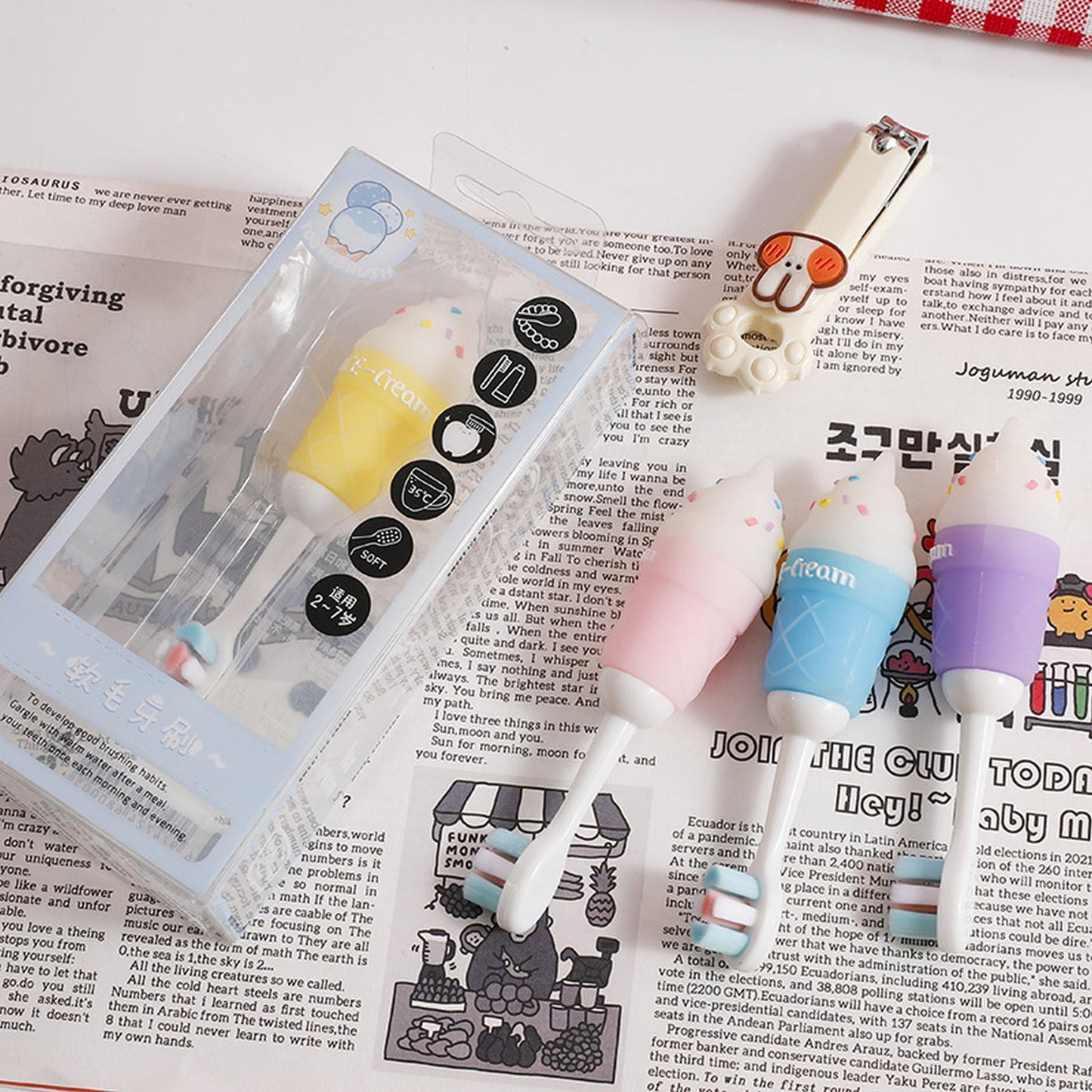 Soft Bristles Tooth brush for Kids - Ice Cream 4 Pcs Set