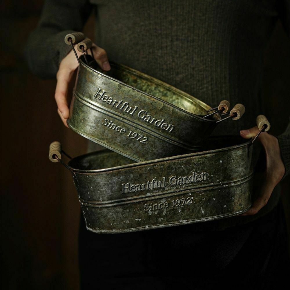 Retro Oval Iron Flower Basket - 3PCS