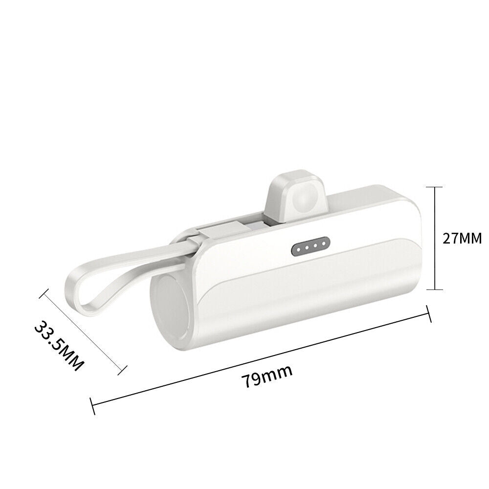 Mini Power Bank Portable 6500mAh UltraCompact Power Bank Battery Pack For iPhone/Android (Lightning / Type-C) White