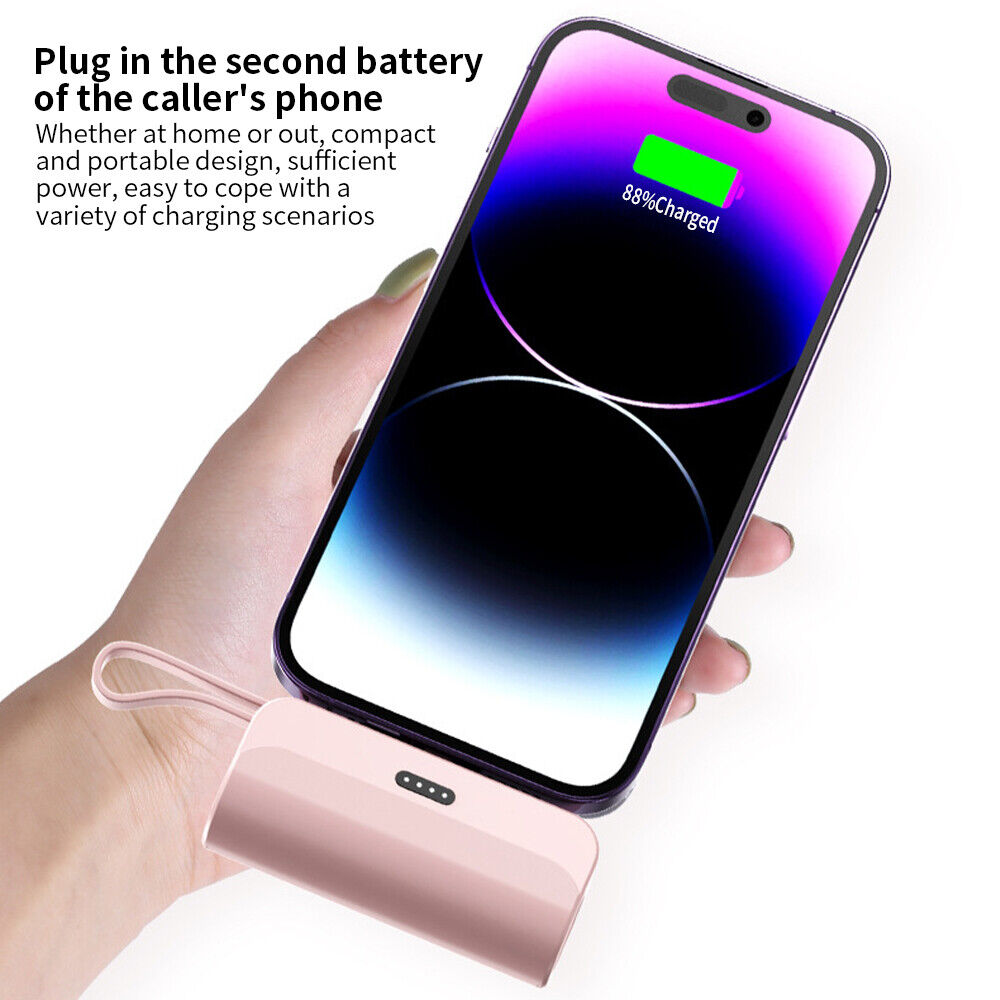 Mini Power Bank Portable 6500mAh UltraCompact Power Bank Battery Pack For iPhone/Android (Lightning / Type-C) White