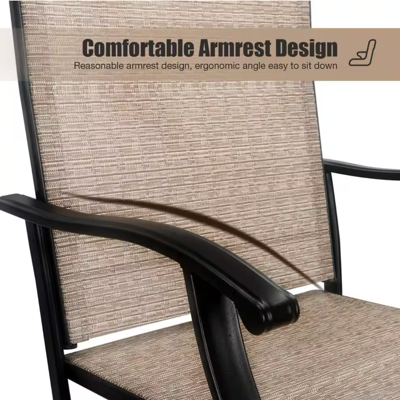 3Pcs Outdoor Patio Bar Stools Set, Swivel Bistro Chairs with High Back