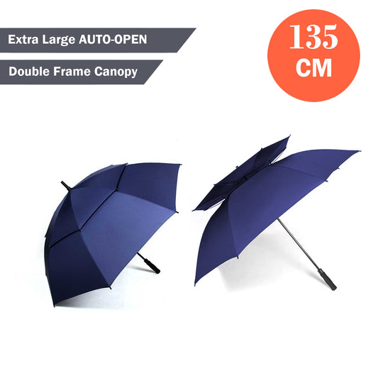 Golf Umbrella Windproof Umbrella Extra Large Golf Umbrella - 135cm Blue