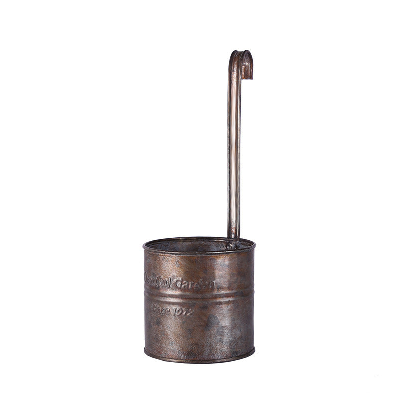Vintage Iron Hanging Metal Flowerpot 2PCS