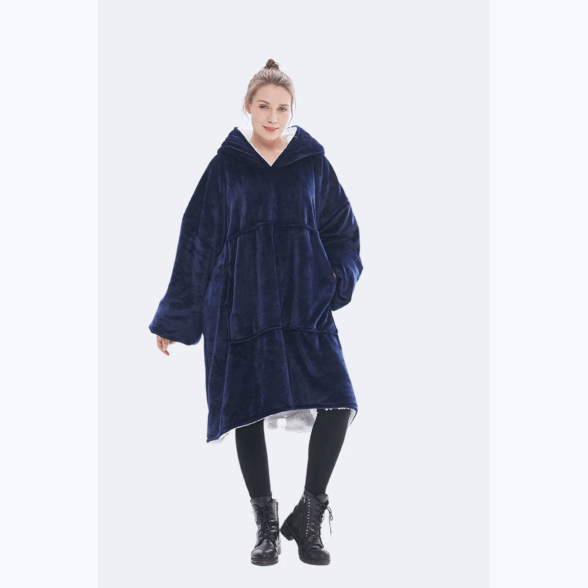 EXTRA THICK Oversized Microfiber Wearable Blanket Blue