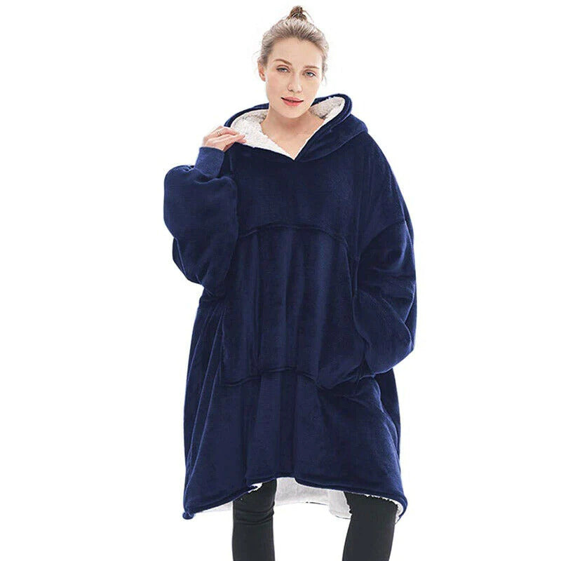 EXTRA THICK Oversized Microfiber Wearable Blanket Blue