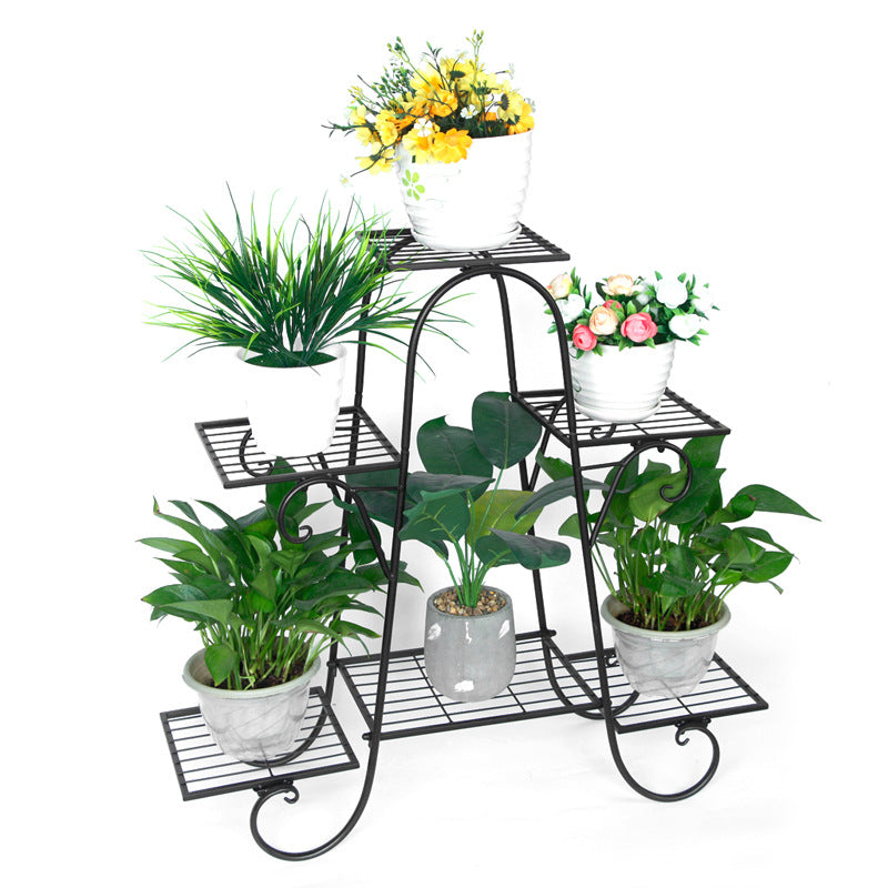 Plant Stand 6 Tier Metal Shelves Flower Pot Display Brown