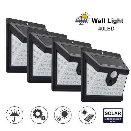 40 LED Solar Power Wall Light 3 Modes Body Sensor 4 pack