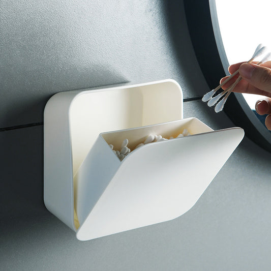 Cotton Swab Storage Box Dispenser Jar Wall Mount Cotton Ball Qtip Balls Holder Organizer