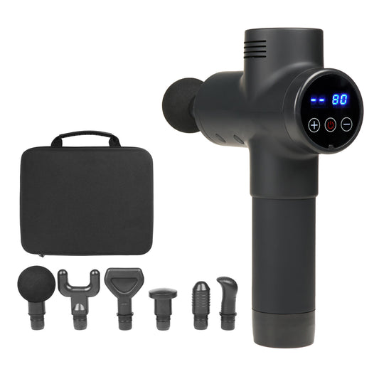 Premium Percussion Massage Gun - 30 Speeds - 6 Heads - Extra Quiet