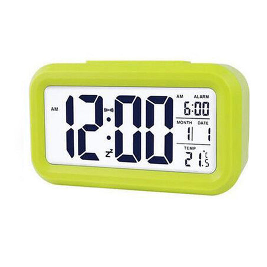Smart LCD Night Light Digital Date Temperature Alarm Clock Green