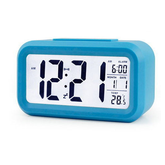 Smart LCD Night Light Digital Date Temperature Alarm Clock Blue