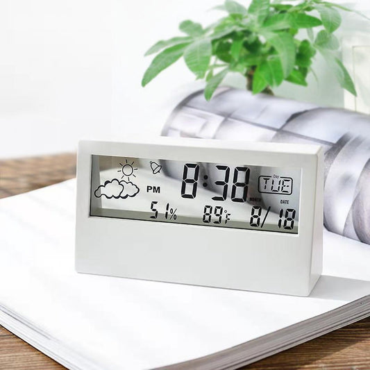 Transparent LED Electronic Alarm Clock Temperature Humidity Digital Display