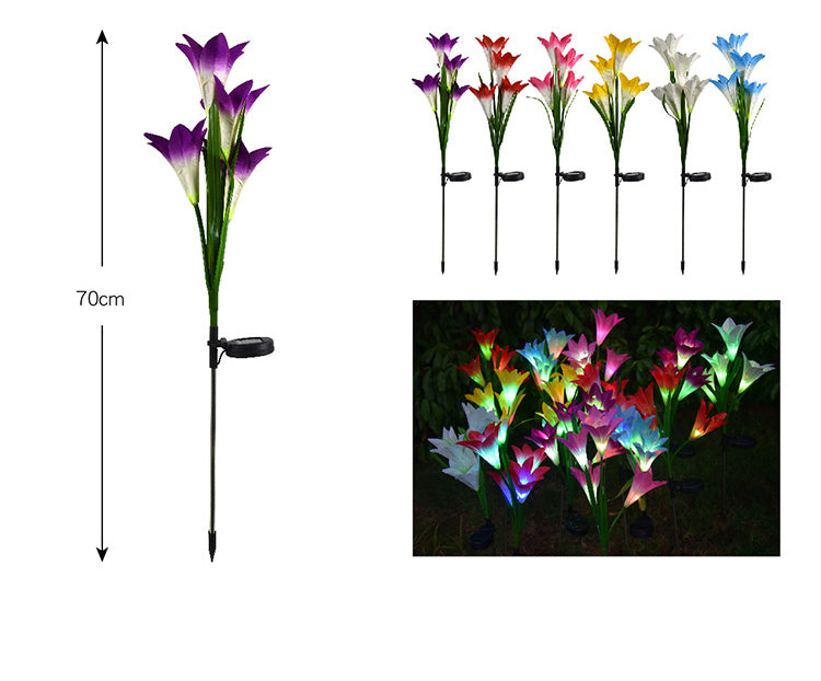 Outdoor Solar Garden  Lights Bigger Lily (2 Pack) - Blue