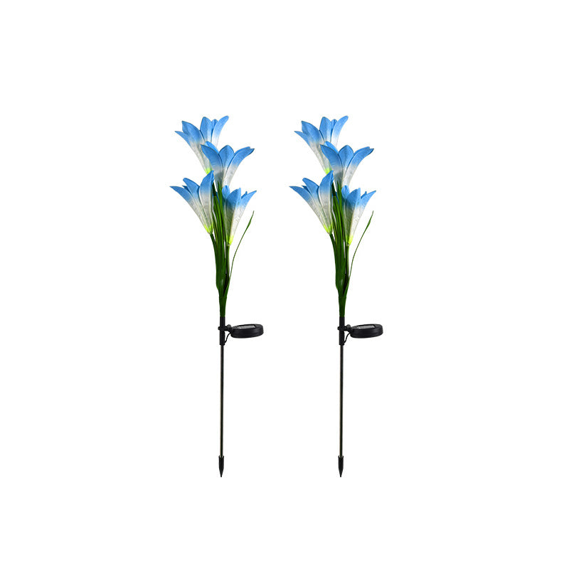 Outdoor Solar Garden  Lights Bigger Lily (2 Pack) - Blue