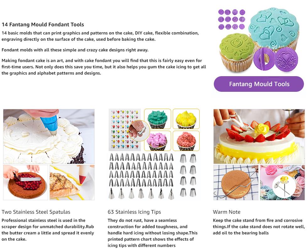 137Pcs Cake Decorating Tools Kit Turntable Stand Icing Spatulas Nozzle Tip