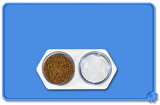 Silicone Non-Stick Dog Cat Bowl Mat Blue