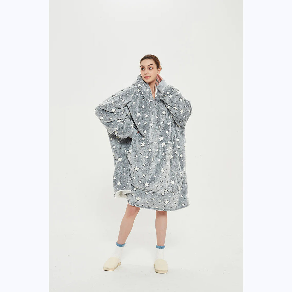EXTRA THICK Oversized Microfiber Wearable Blanket Gray