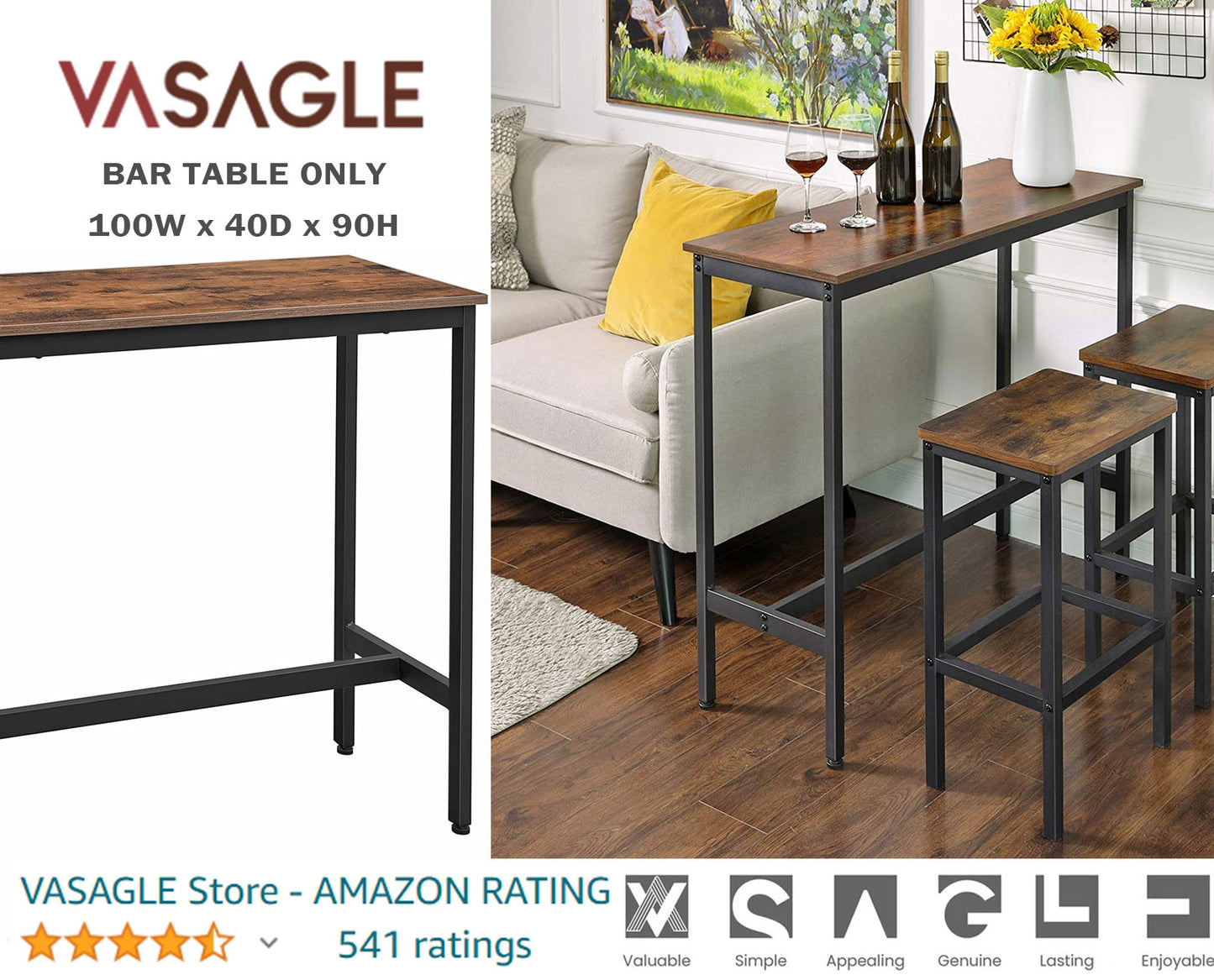 VASAGLE Bar Table