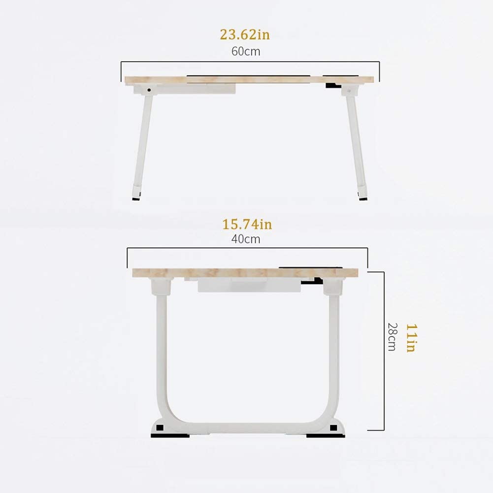 Laptop Bed Table with Drawer White
