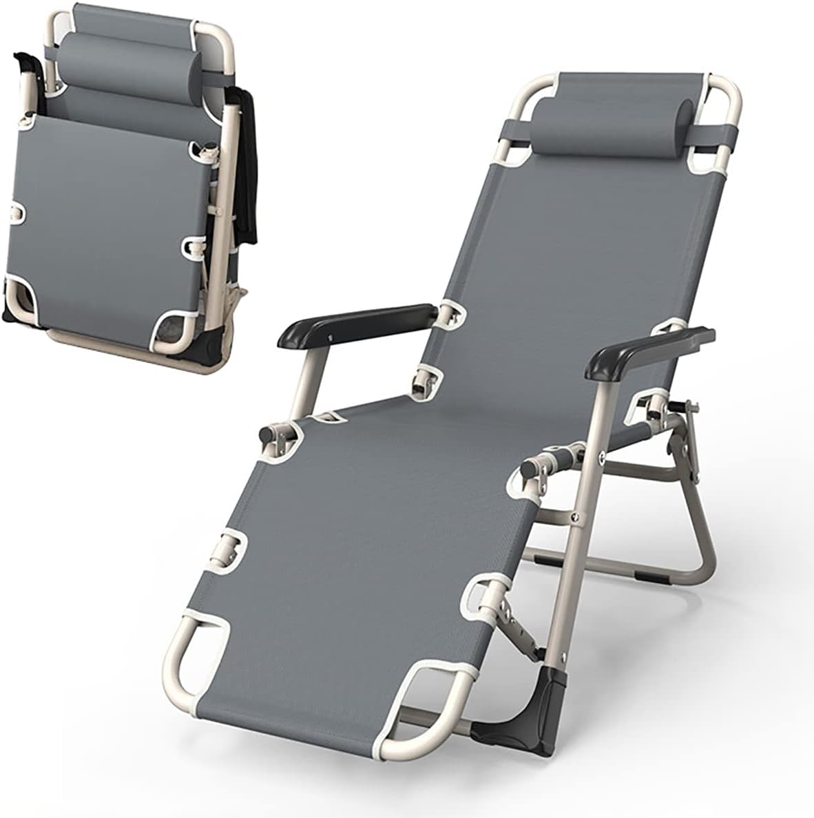 Zero Gravity Chair with Removable Cushion, Outdoor Lounge Chairs Sun Loungers, Folding Reclining Camping Chair
