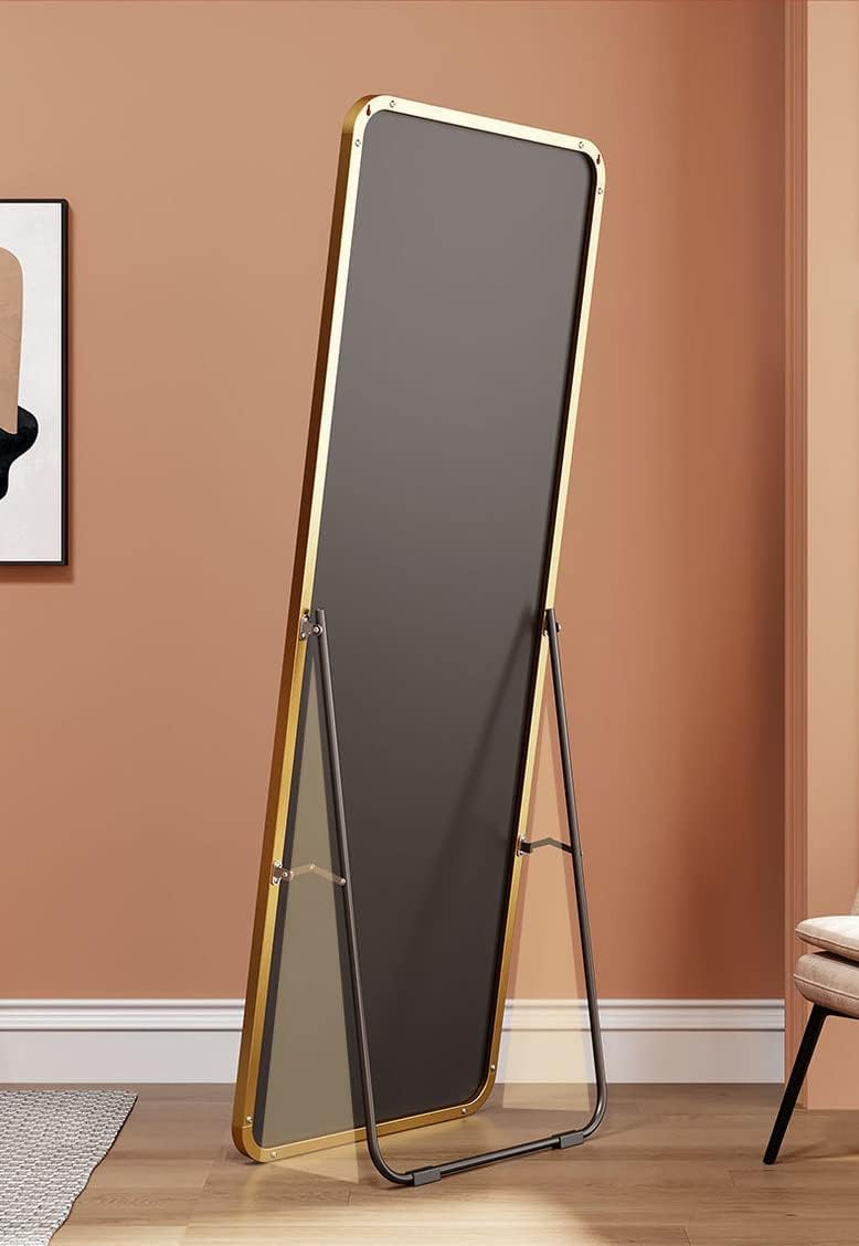 Full Body Mirror Full Length 165 cm Aluminum Frame Modern Round Corner Wall Mirrors Floor Mirror
