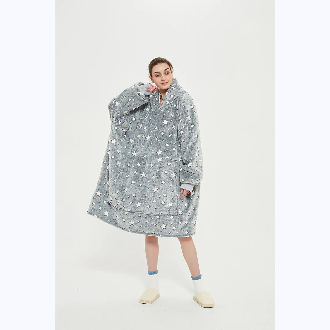 EXTRA THICK Oversized Microfiber Wearable Blanket Gray