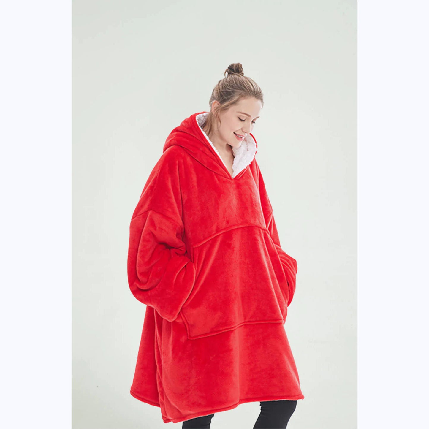 EXTRA THICK Oversized Microfiber Wearable Blanket Red