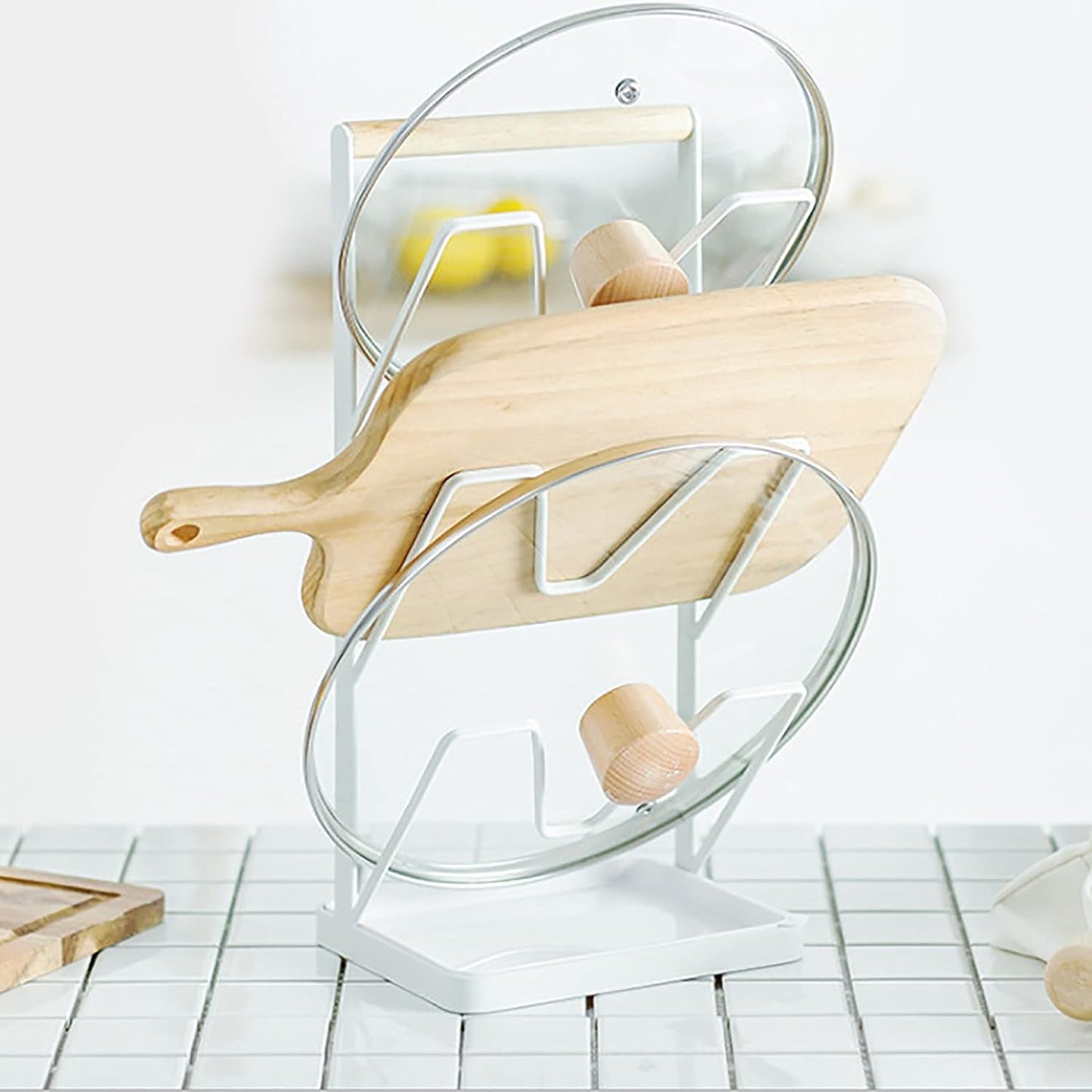 Kitchen Pot Lid Rack Holder Over Sink Drainer Shelf Compatible with Kitchen Supplies Storage Counter Organizer