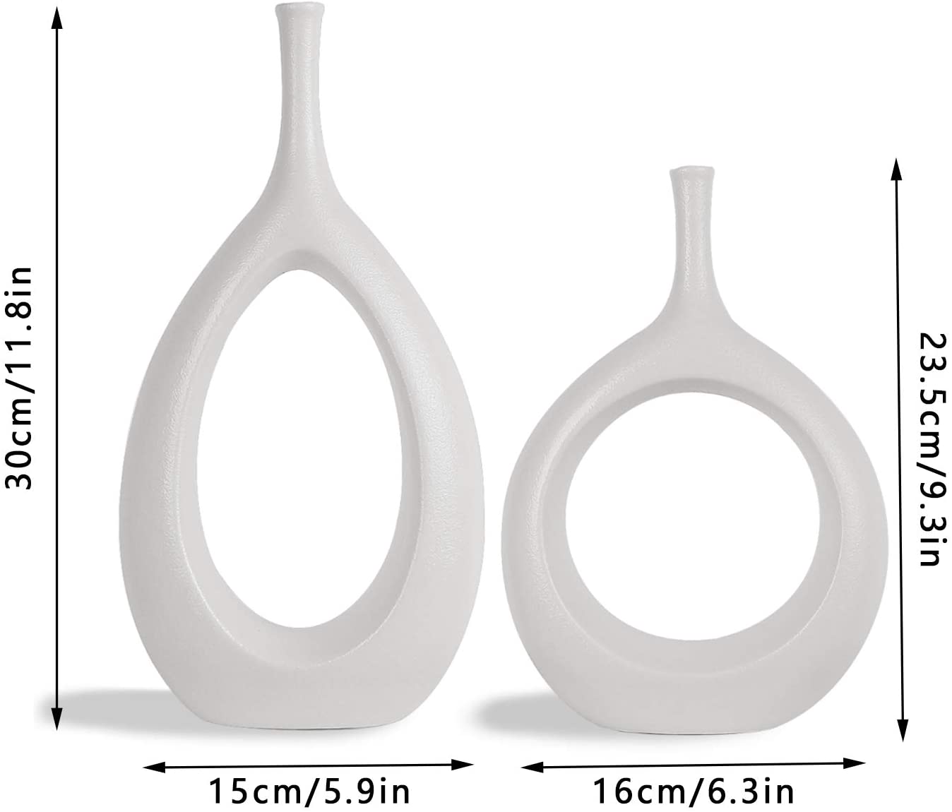 Ceramic Flower Vase Donut Hollow 2 Pcs Set