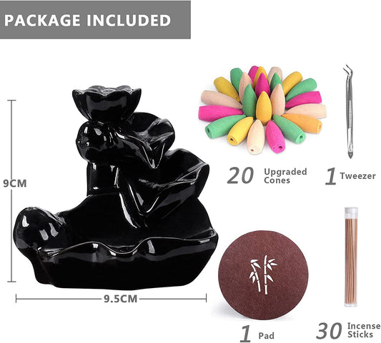 Backflow Incense Burner 4 Tier Lotus