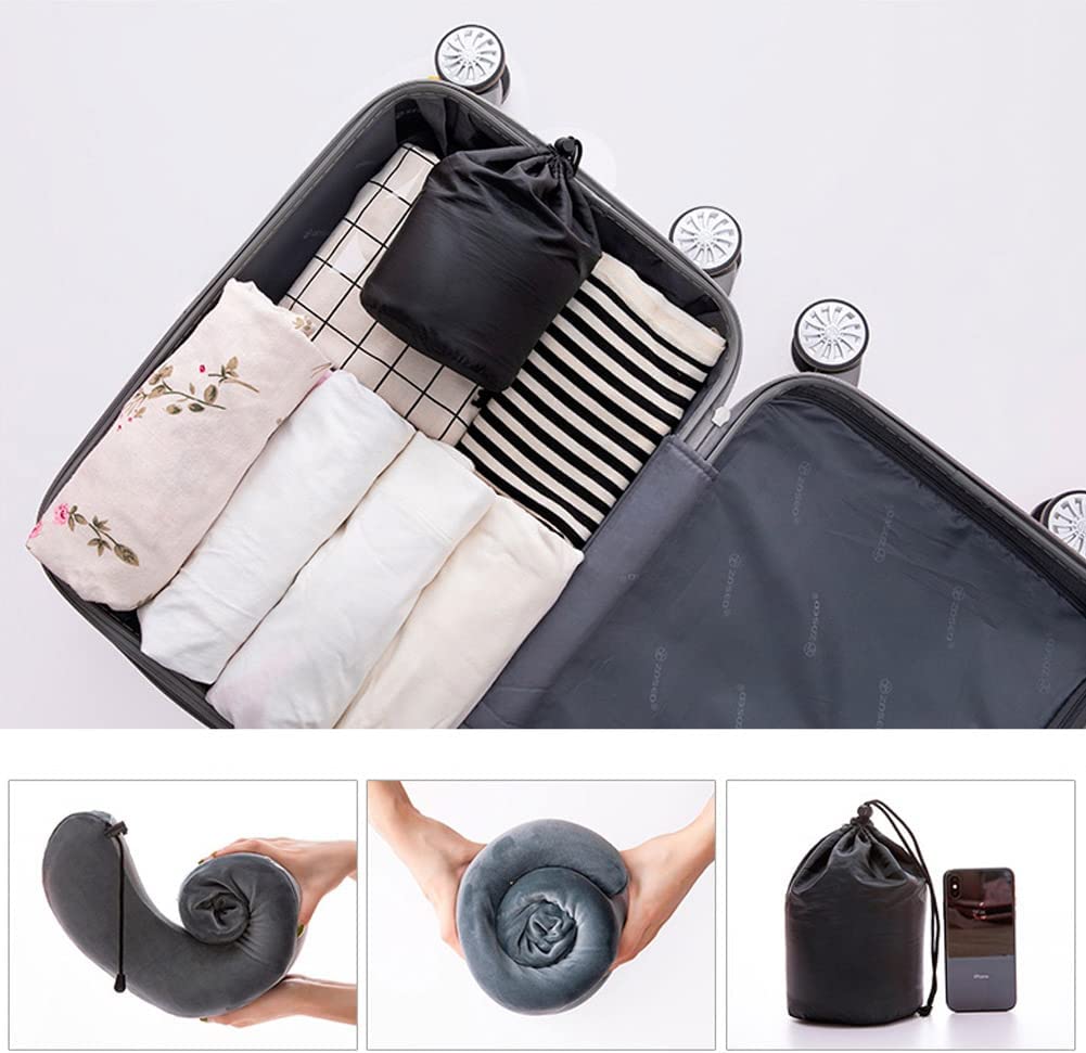 Travel Pillow Memory Foam Neck Pillow with Washable Cover Gray