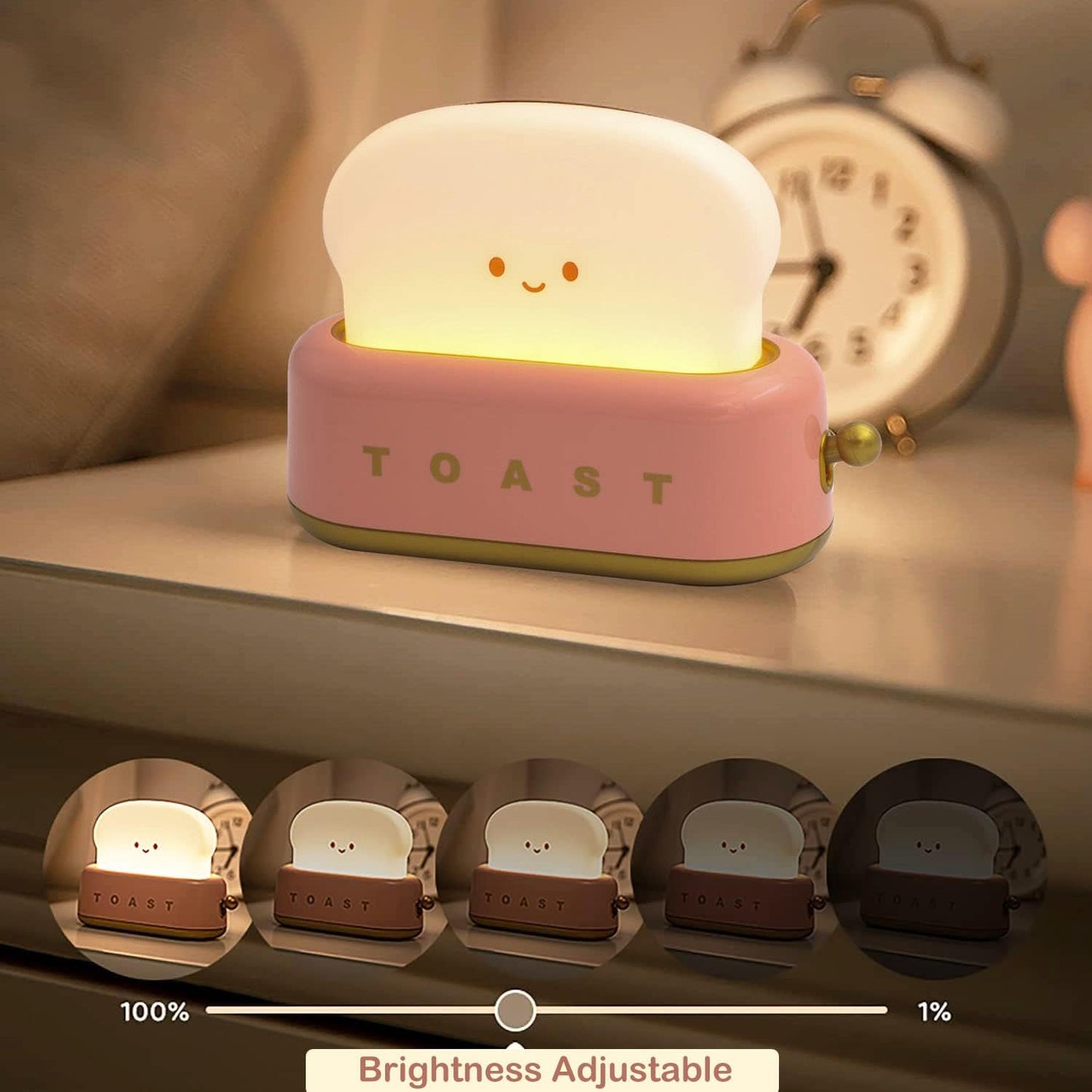 Night Light Toast Bread LED Night Lamp USB Charging Light Bedroom Bedside Sleep Light