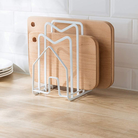 Kitchen Countertop Cutting Board Lids Rack Organizer White 2 Pack