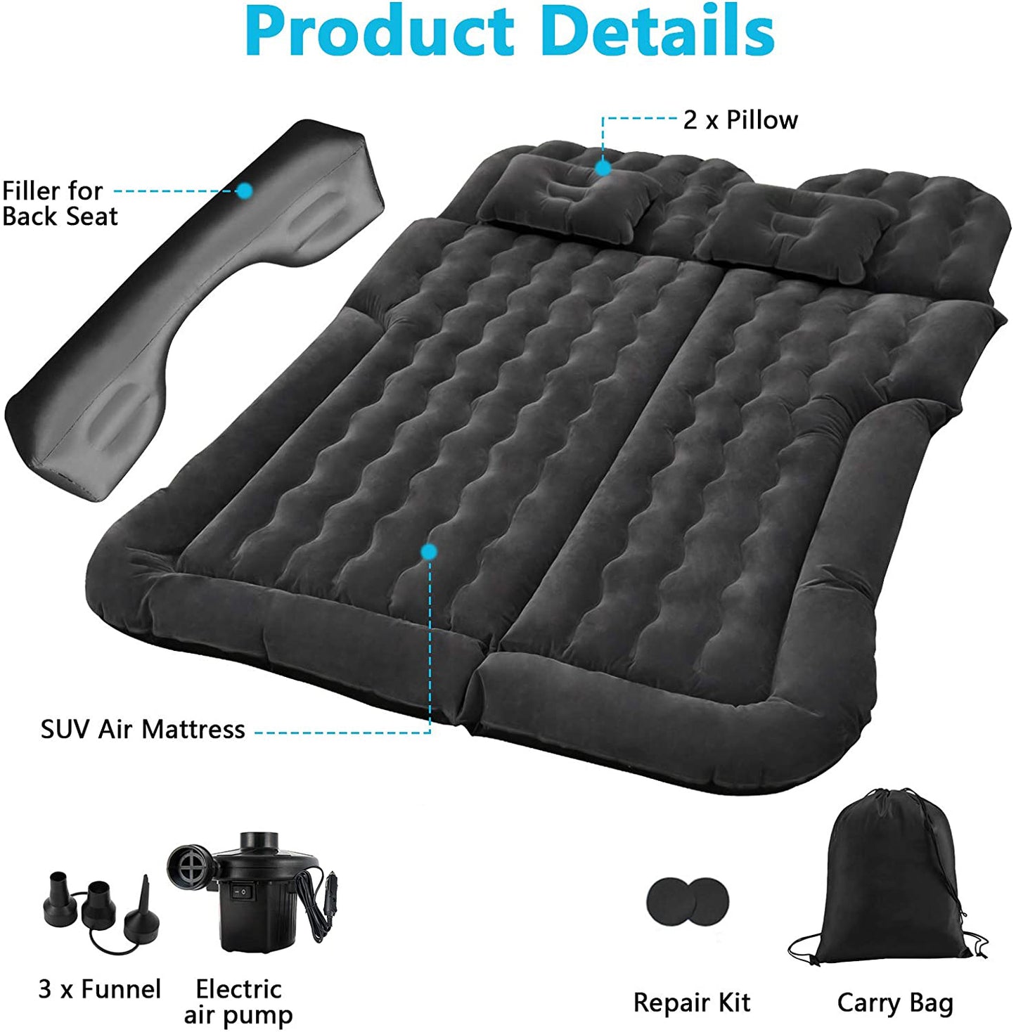 Car inflatable bed - Black