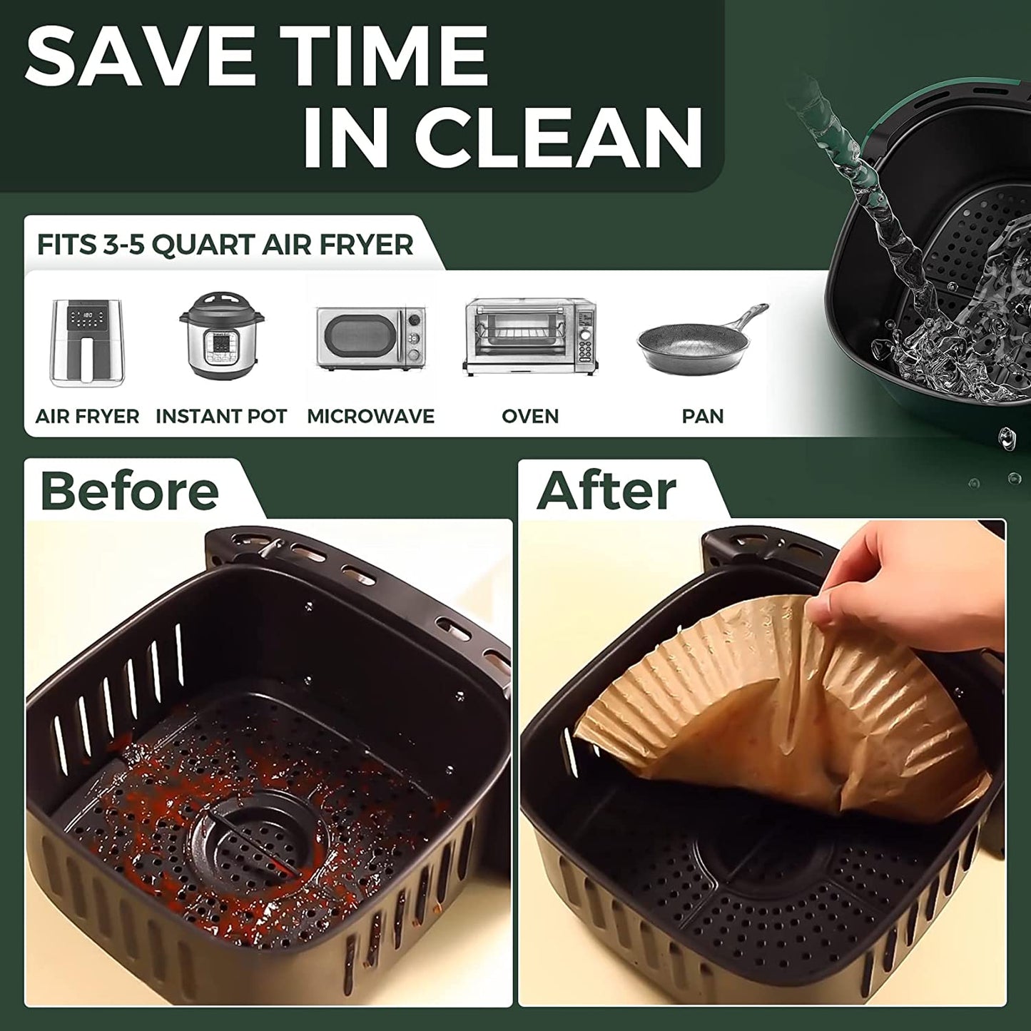 Air Fryer Paper Liners 100Pcs