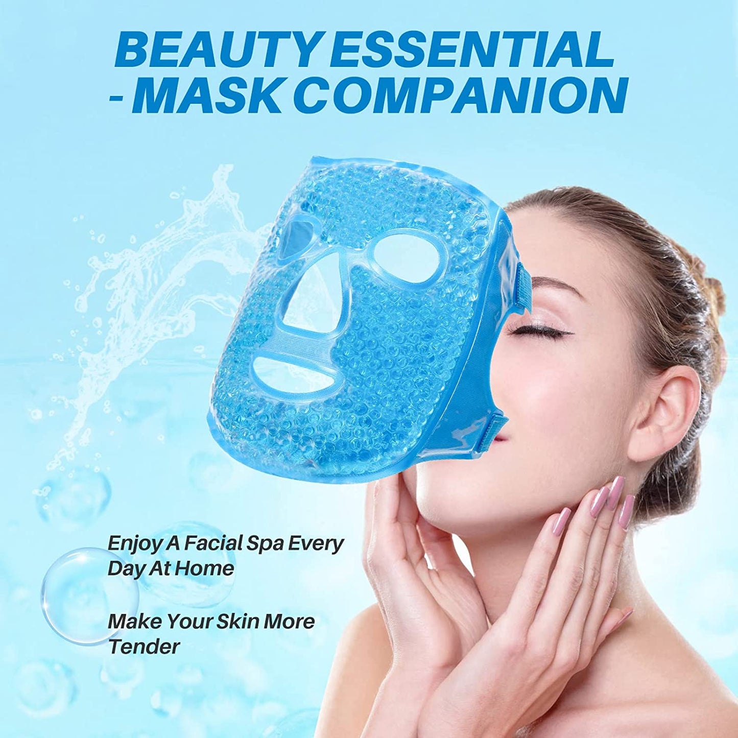 Cold Face Eye Mask Ice Pack Reduce Face Puff,Dark Circles,Gel Beads Hot Heat Cold Compress Pack,Face SPA for Woman Sleeping, Pressure, Headaches, Skin Care[Blue]