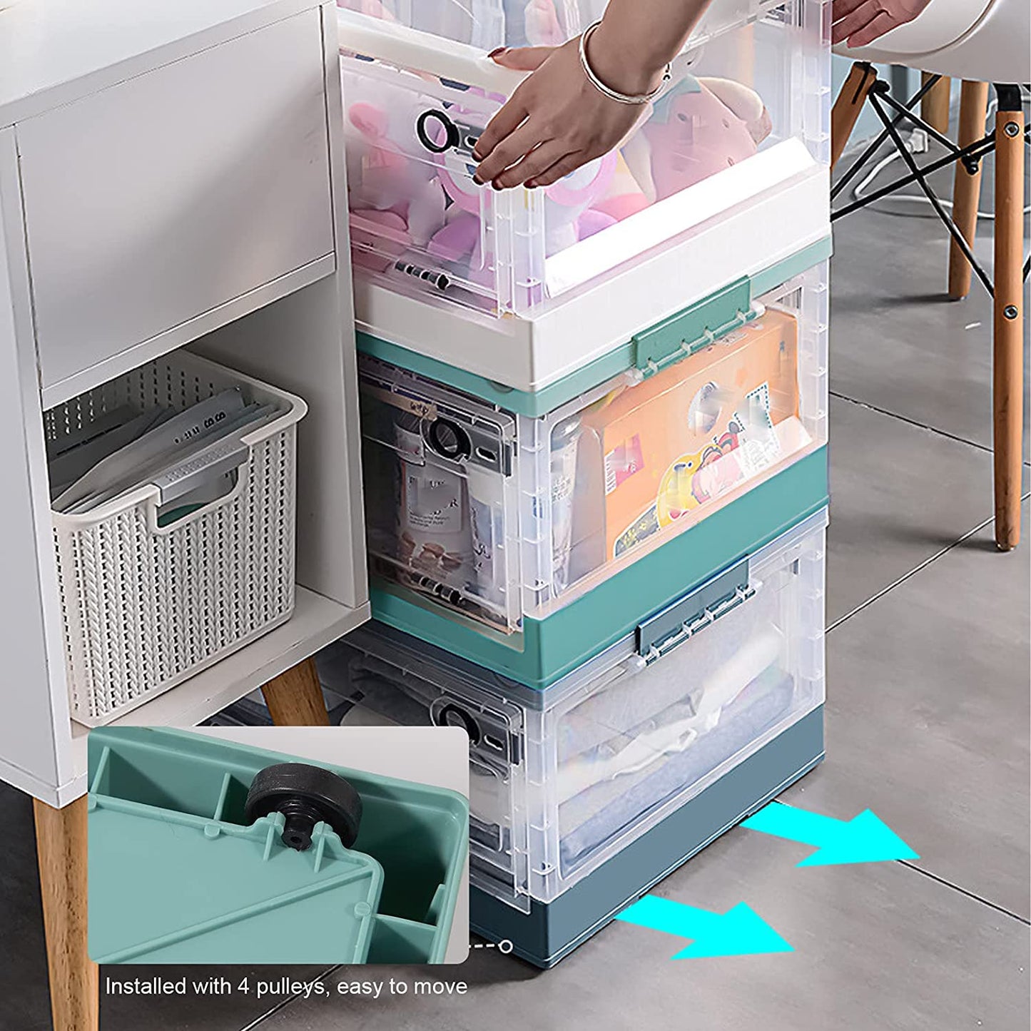 Storage Box Large Capacity Clothing Box Folding Green 25L