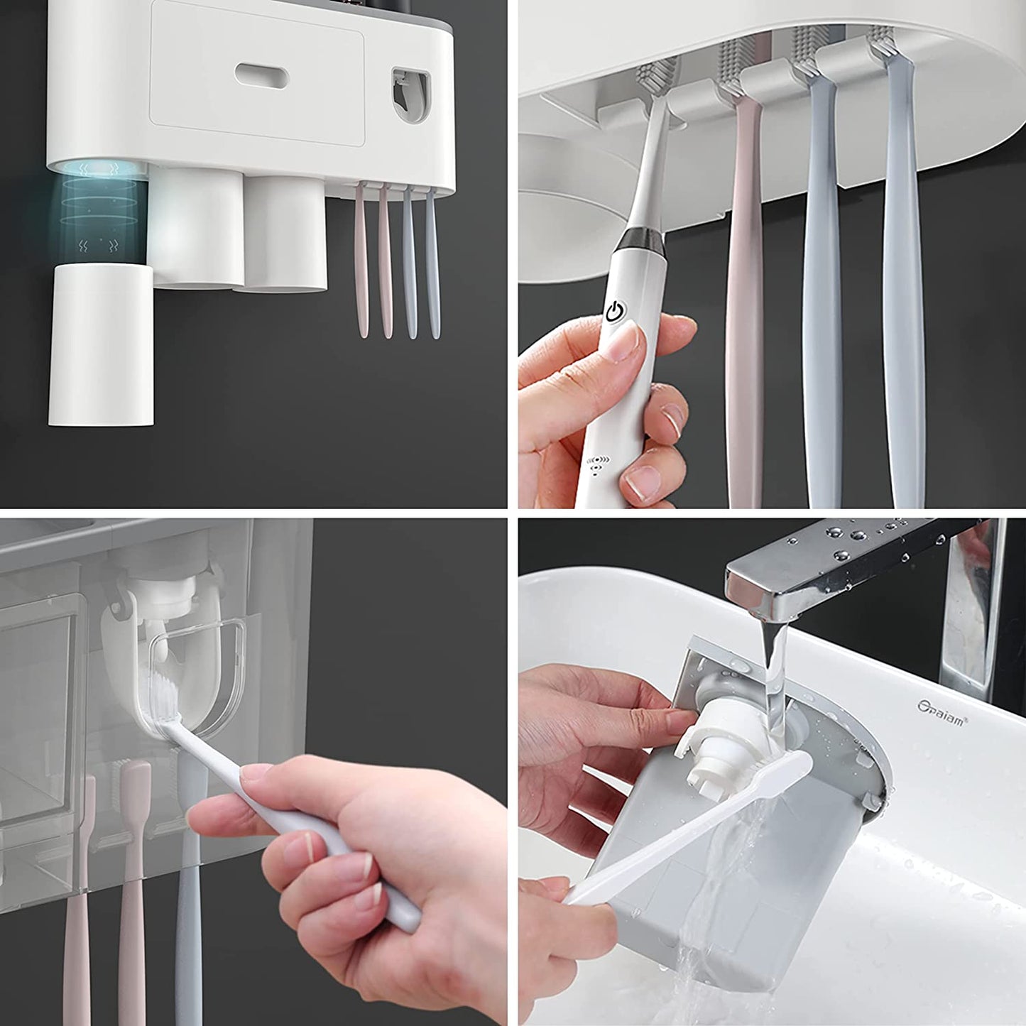 Toothbrush Holder Rack Bathroom Storage Organiser 2 Cups