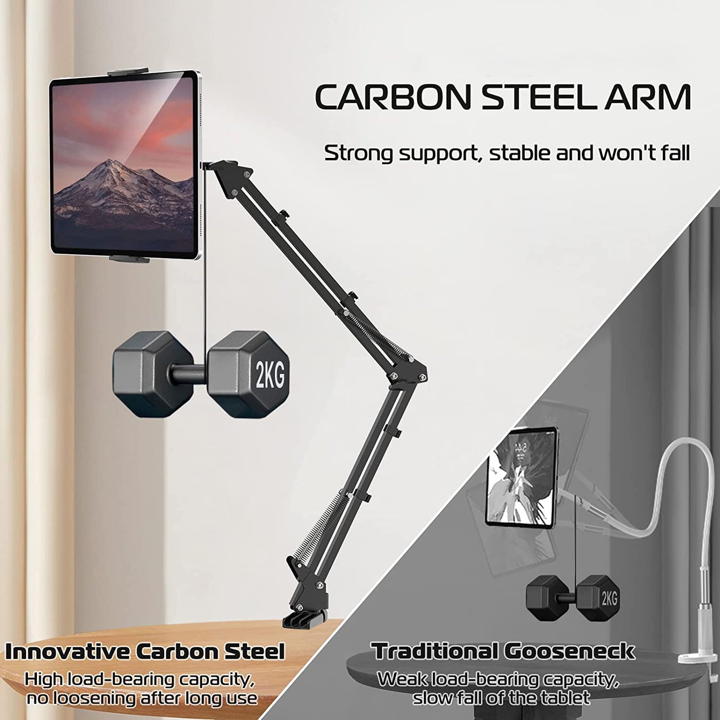 360° Rotation Universal Phone Clip Holder Clamp Flexible Articulating Arm Phone Mount for Desk
