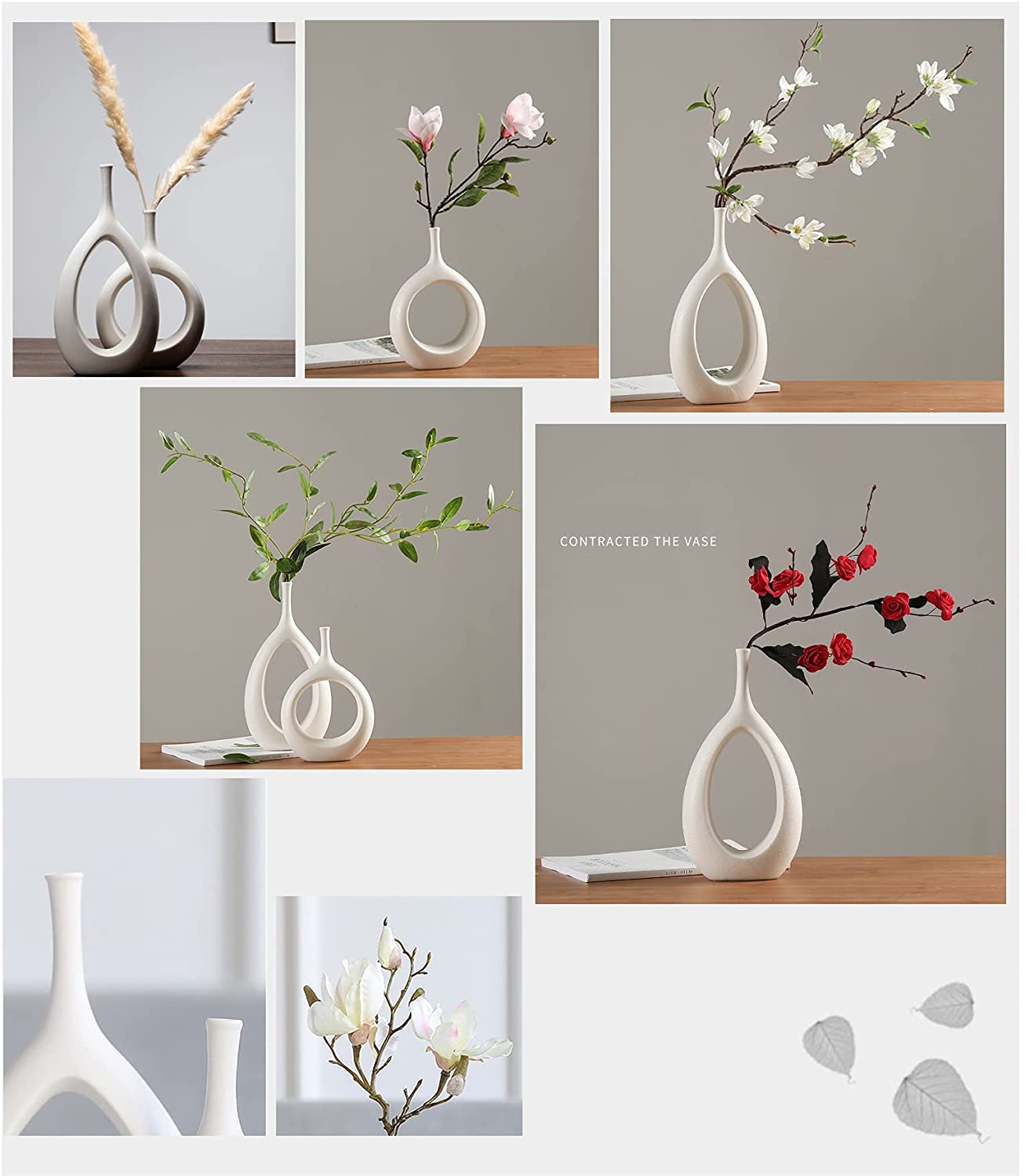 Ceramic Flower Vase Donut Hollow 2 Pcs Set