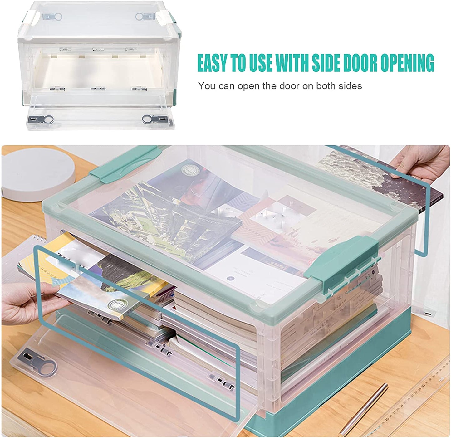 Storage Box Large Capacity Clothing Box Folding Green 25L
