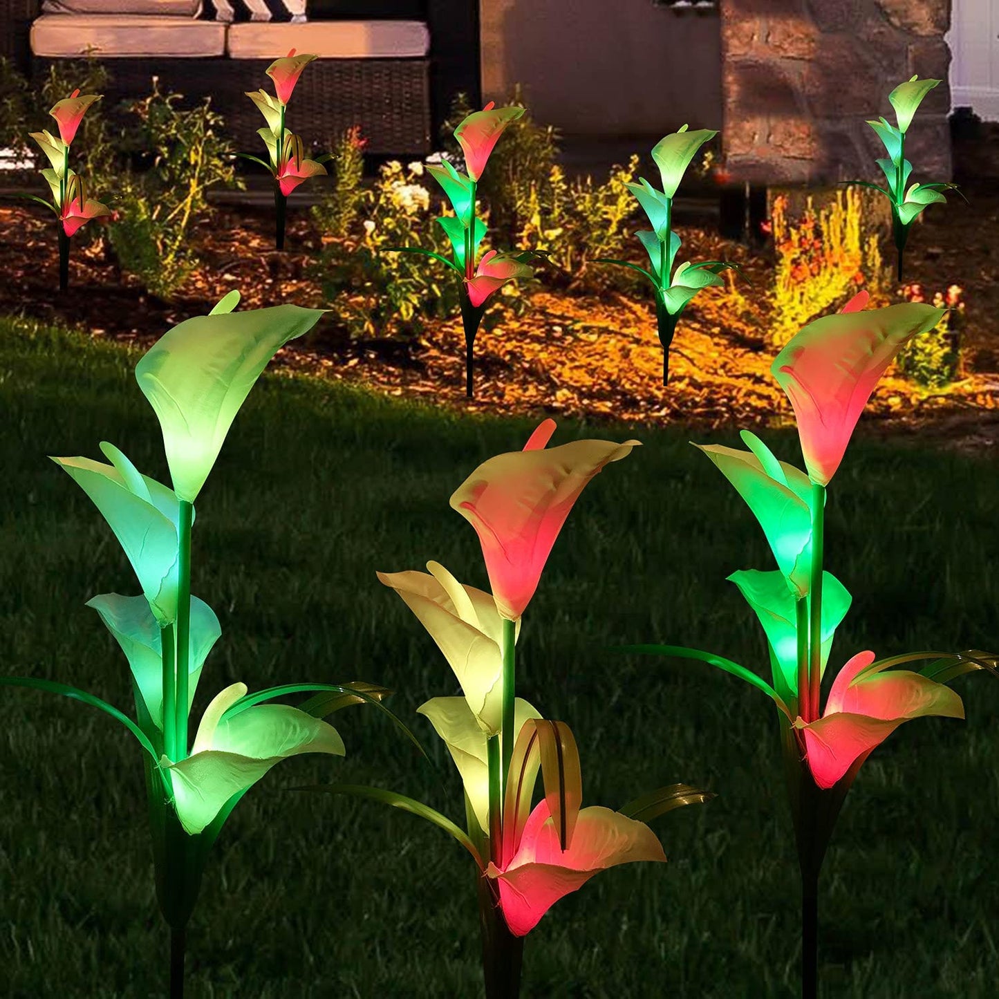 Outdoor Solar Garden  Lights Calla Lily (2 Pack)- Purple