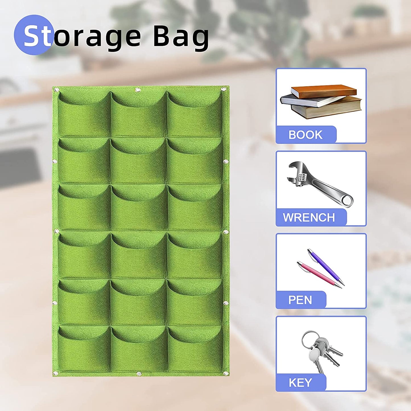 18 Pockets Hanging Planter Bags Vertical Wall Mounted Plant Planting Grow Bags